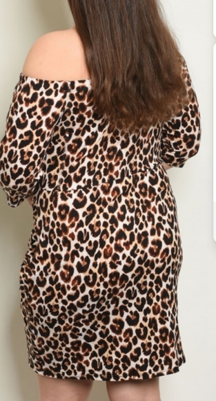 SALE Zenobia Strapless Off Shoulder Leopard Print Mini Dress Spandex Size 1x - Picture 2 of 6